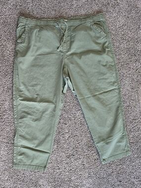 Sonoma Olive Green Drawstring Cropped Chinos, 2X
